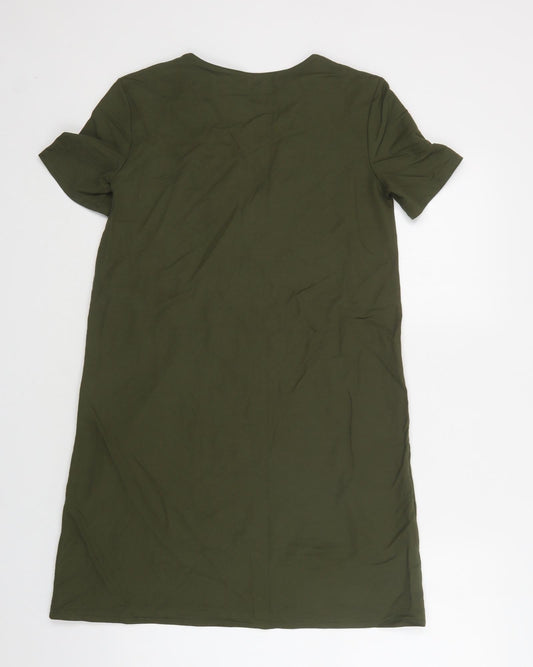 Zara Womens Green  Viscose A-Line  Size S  V-Neck