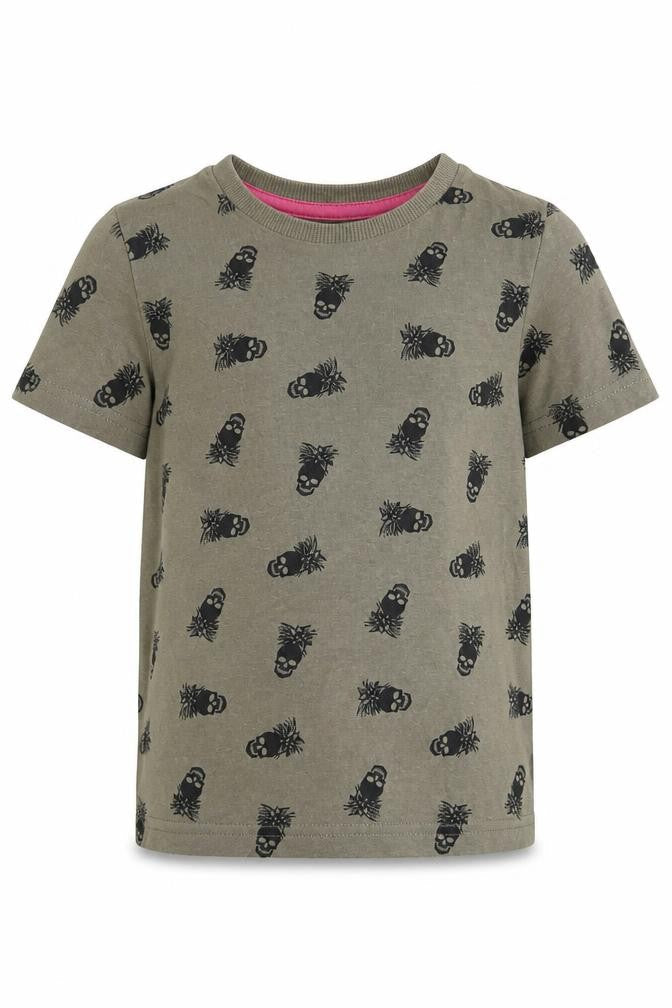 Matalan Boys Green Geometric Cotton Basic T-Shirt Size 4 Years Crew Neck  - Skull Print