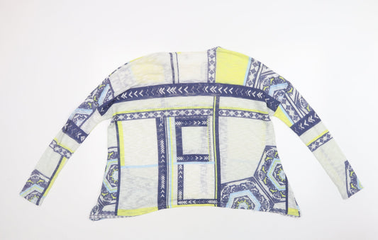 River Island Womens Blue Round Neck Geometric Polyester Pullover Jumper Size 10