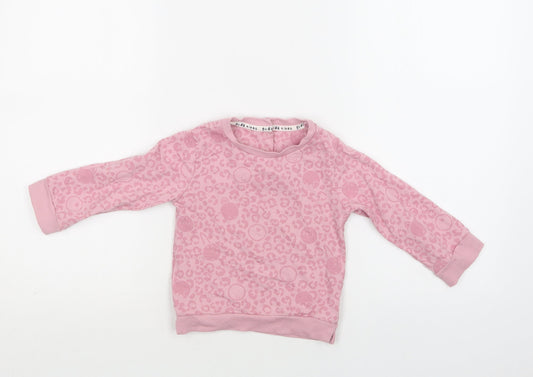 Mothercare Baby Pink Animal Print Cotton Pullover Jumper Size 12-18 Months  Snap
