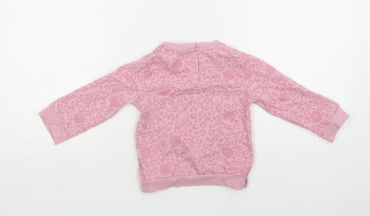 Mothercare Baby Pink Animal Print Cotton Pullover Jumper Size 12-18 Months  Snap