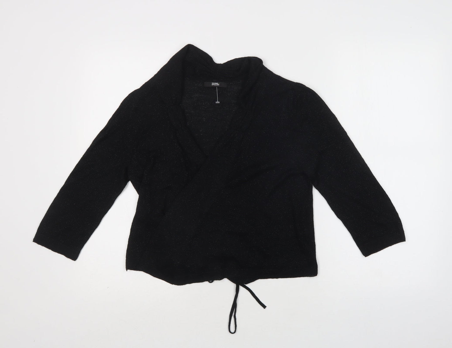 M&S Womens Black V-Neck  Viscose Cardigan Jumper Size 10