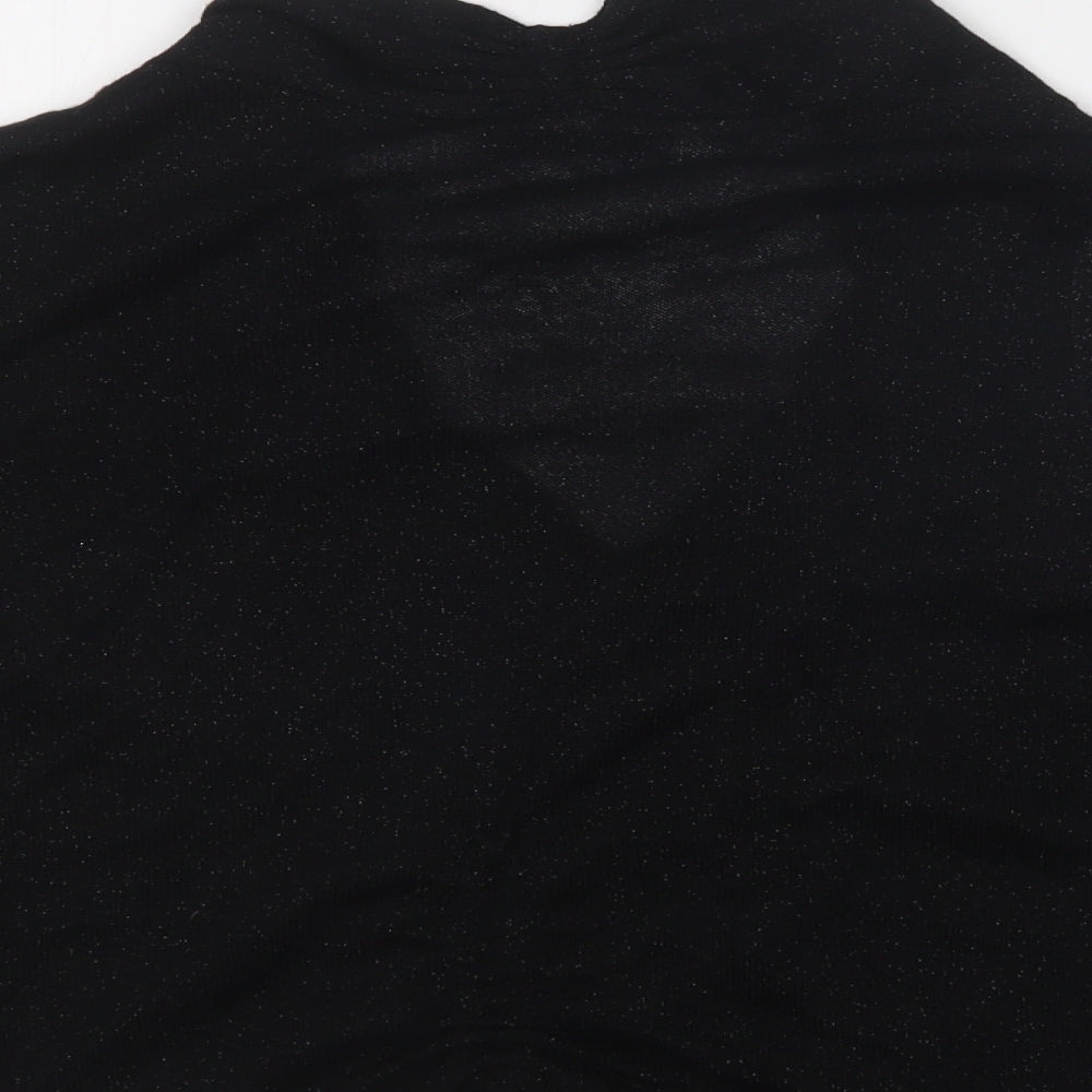 M&S Womens Black V-Neck  Viscose Cardigan Jumper Size 10