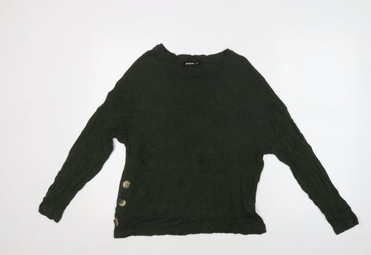 Stradivarius Womens Green Crew Neck  Viscose Pullover Jumper Size S