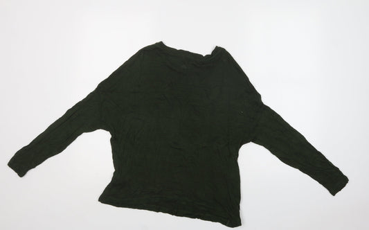 Stradivarius Womens Green Crew Neck  Viscose Pullover Jumper Size S