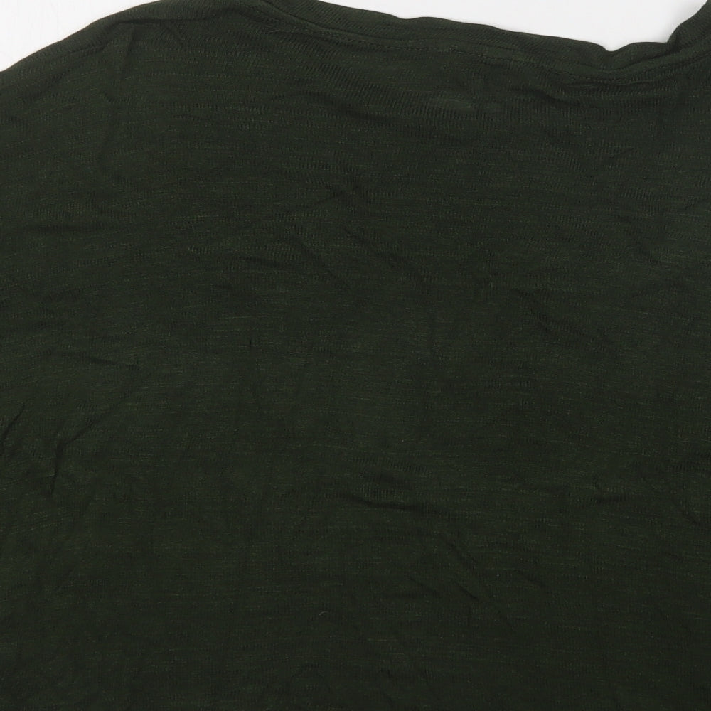 Stradivarius Womens Green Crew Neck  Viscose Pullover Jumper Size S