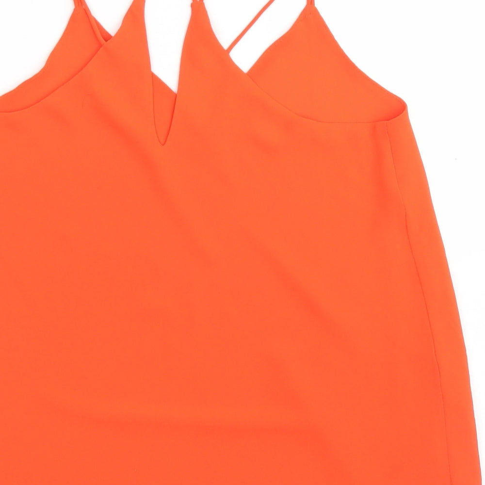 New Look Womens Orange  Polyester Camisole Blouse Size 8 Round Neck