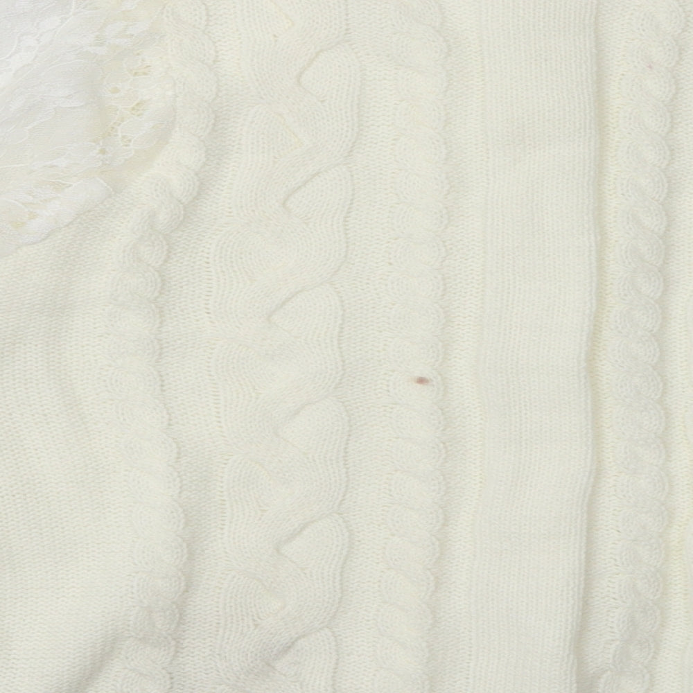 Preworn Womens White Argyle/Diamond Acrylic Pullover Sweatshirt Size XL  Pullover - mesh floral sleeves