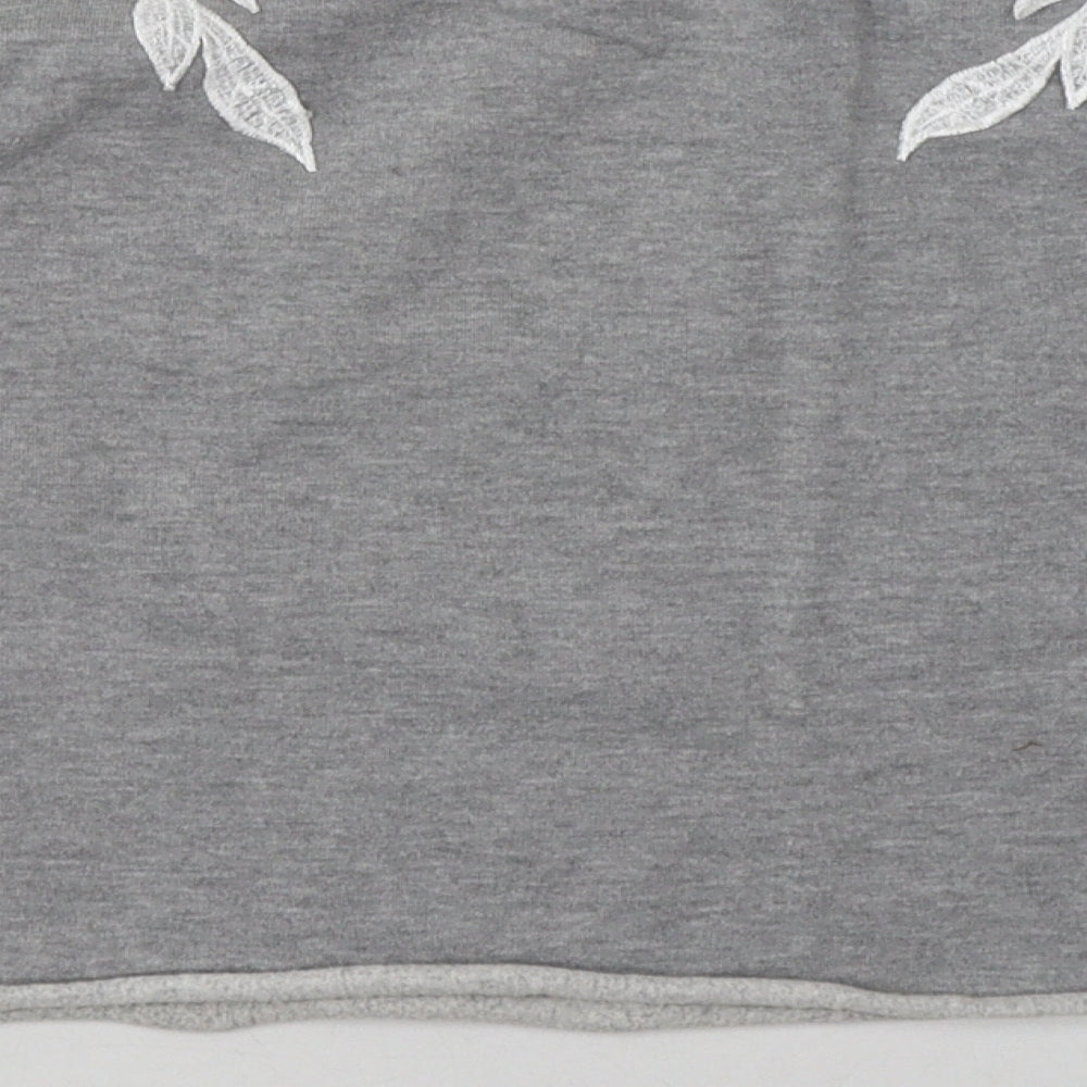 Miss Selfridge Womens Grey Floral Polyester Pullover Sweatshirt Size 10  Pullover