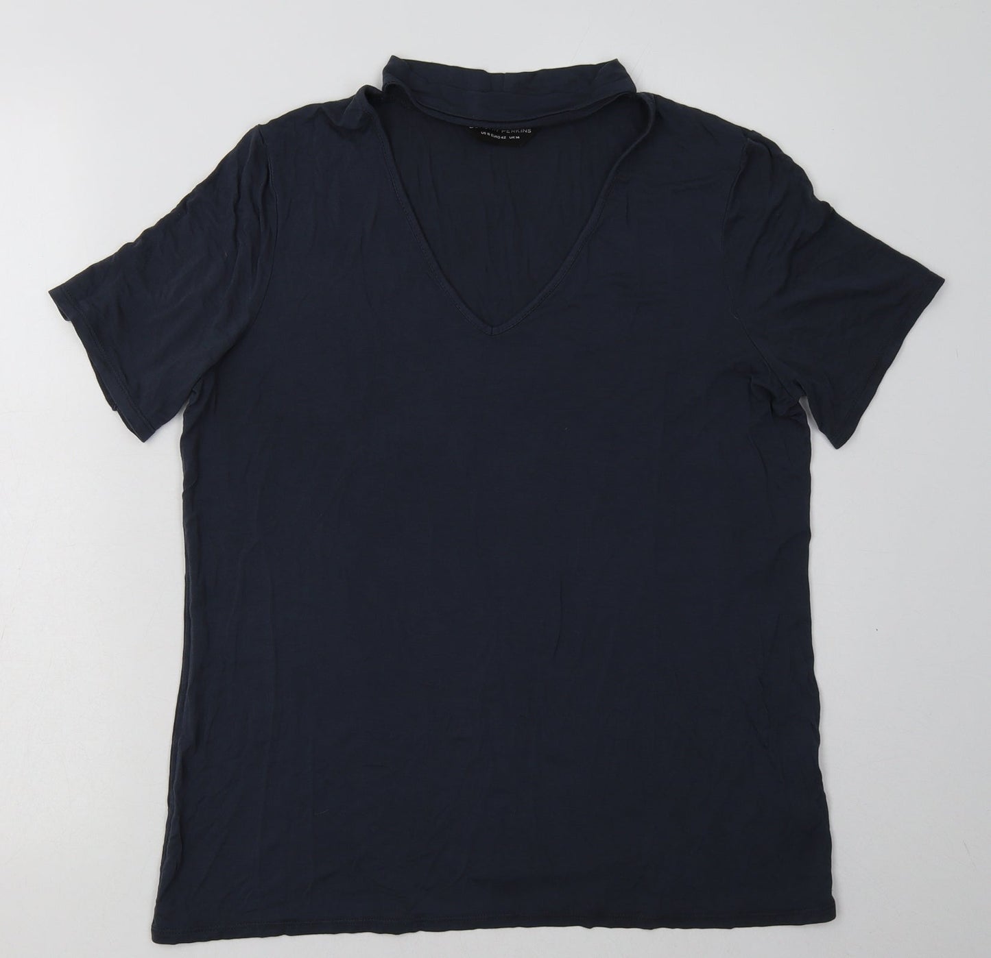 Dorothy Perkins Womens Blue  Viscose Basic T-Shirt Size 14 V-Neck