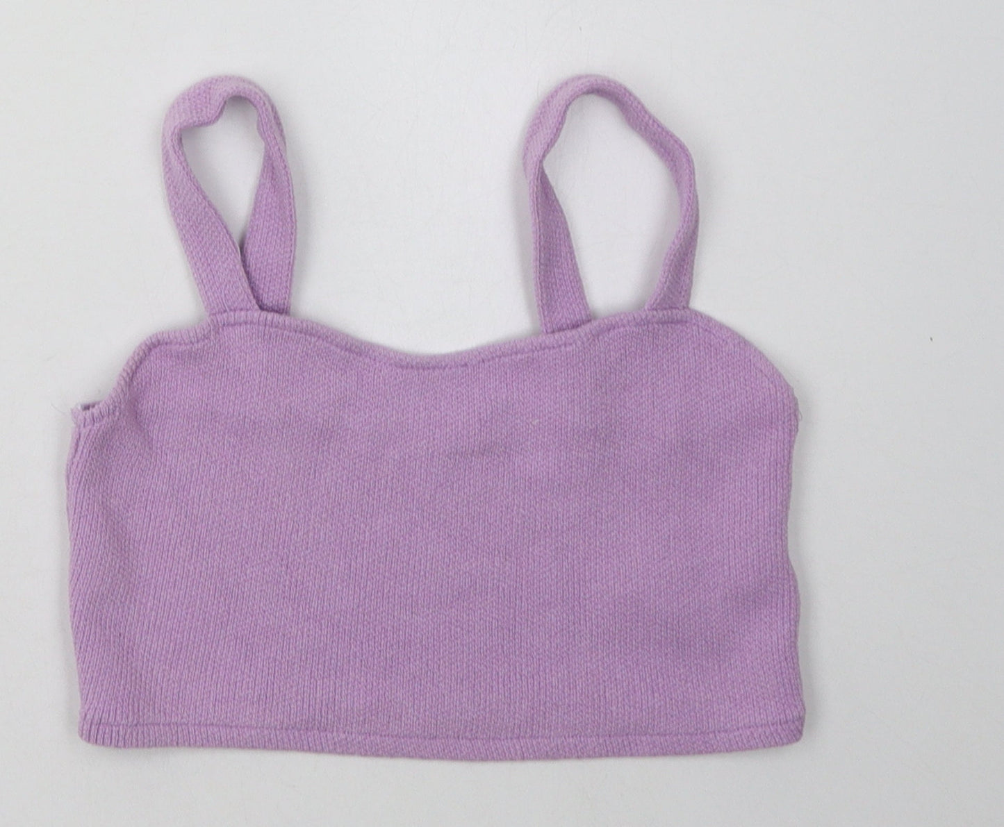Pull&Bear Womens Purple  Polyester Cropped Tank Size S Scoop Neck