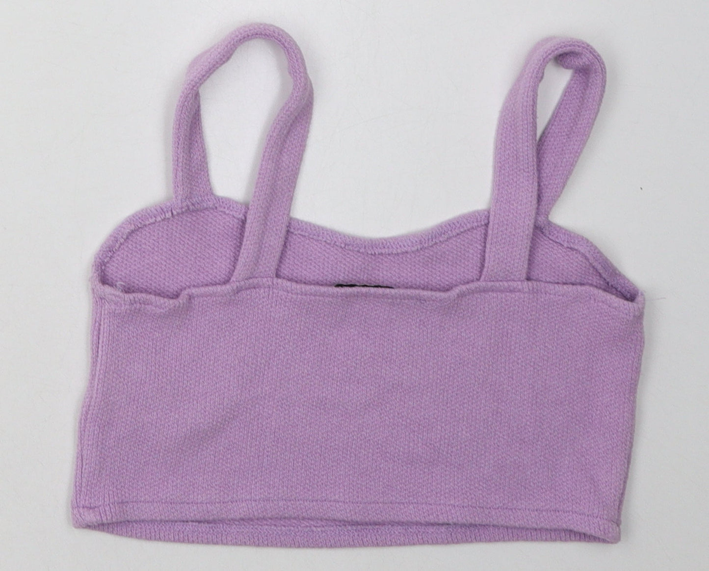 Pull&Bear Womens Purple  Polyester Cropped Tank Size S Scoop Neck