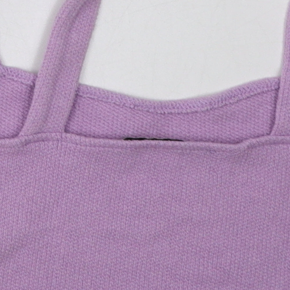 Pull&Bear Womens Purple  Polyester Cropped Tank Size S Scoop Neck