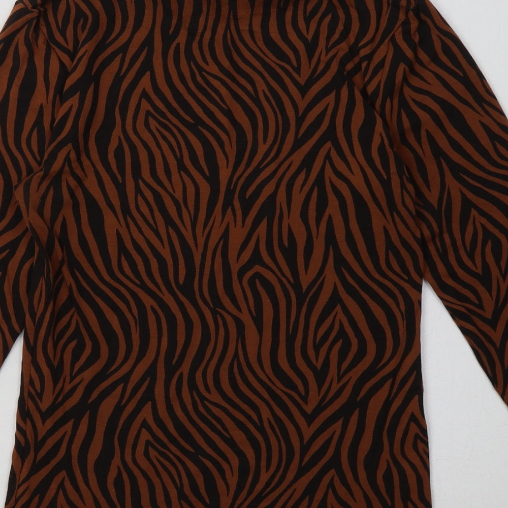 Marks and Spencer Womens Brown Animal Print Viscose Pullover Sweatshirt Size 12  Pullover