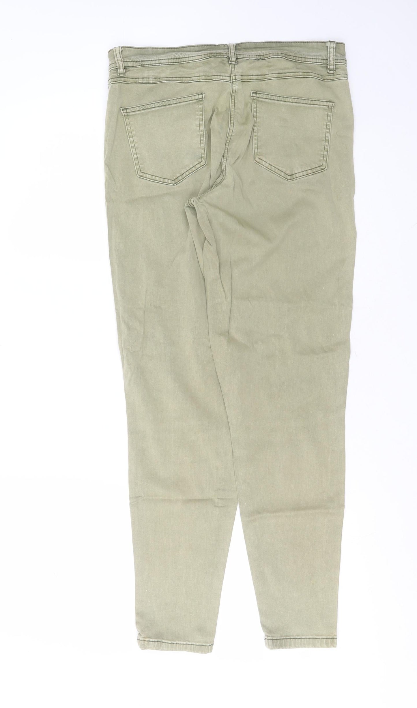 Preworn Womens Green  Cotton Skinny Jeans Size 30 in L28 in Extra-Slim