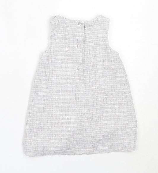 Mini Club Girls Grey  Cotton Shift  Size 3-6 Months  Round Neck