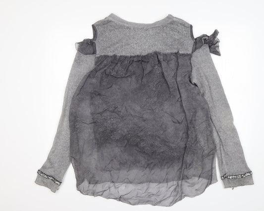 Preworn Womens Grey Round Neck  Acrylic Pullover Jumper Size XL