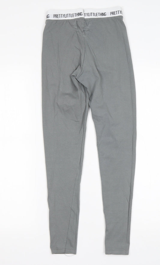 PRETTYLITTLETHING Womens Grey  Cotton Sweatpants Leggings Size 4 L27 in Regular