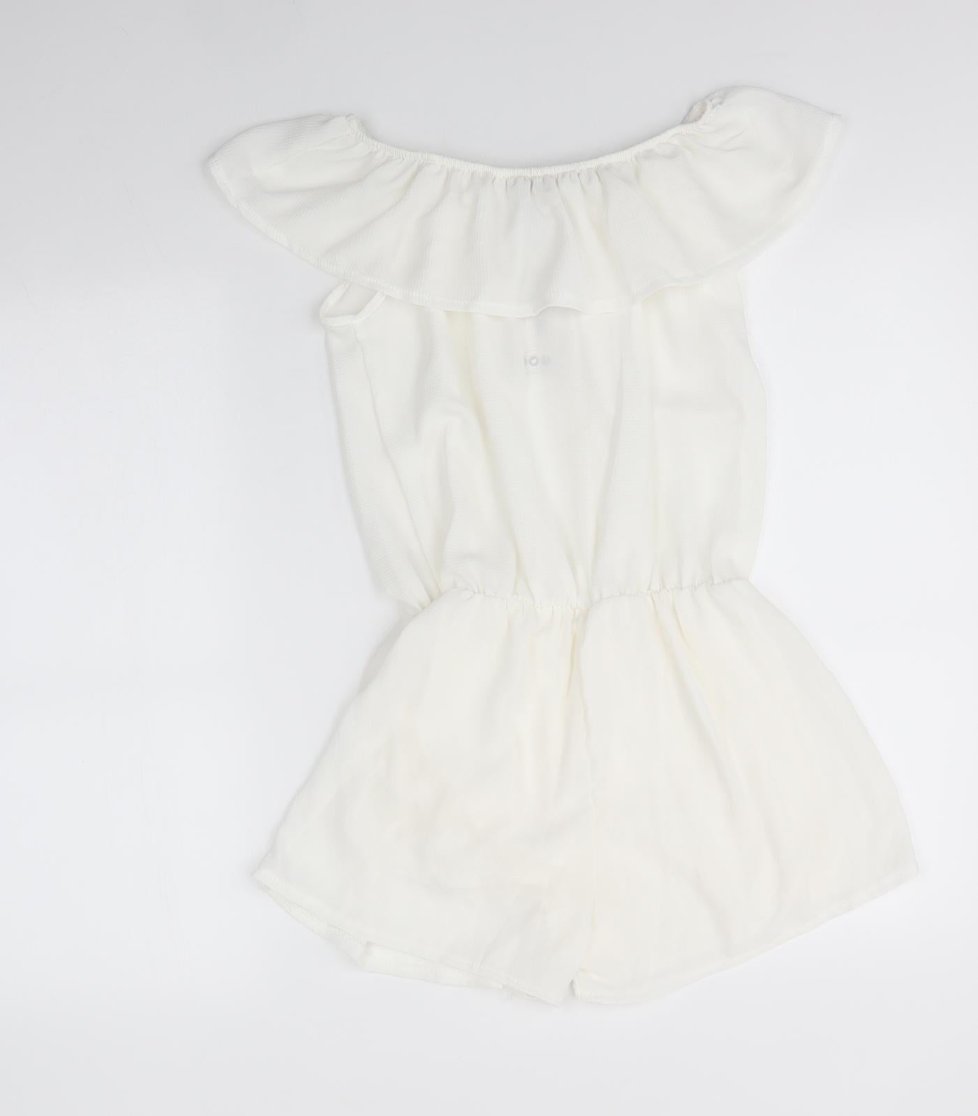 Boohoo Womens Ivory  Polyester Playsuit One-Piece Size M
