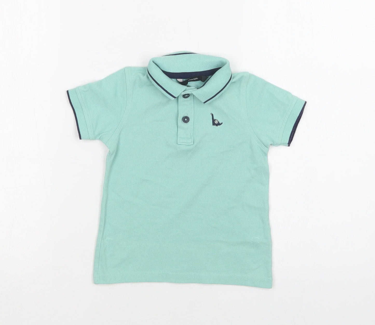 George Boys Green  Cotton Basic Polo Size 2 Years Collared Button