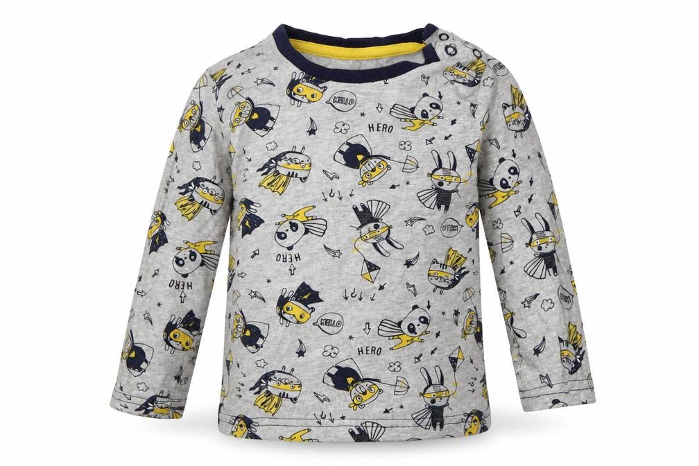 George Boys Grey Geometric Cotton Basic Casual Size 12-18 Months Crew Neck Button - Hero