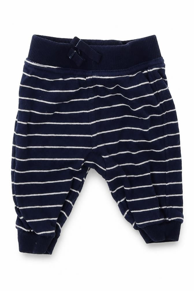 George Boys Blue Striped Cotton Sweatpants Trousers Size 0-3 Months  Tie