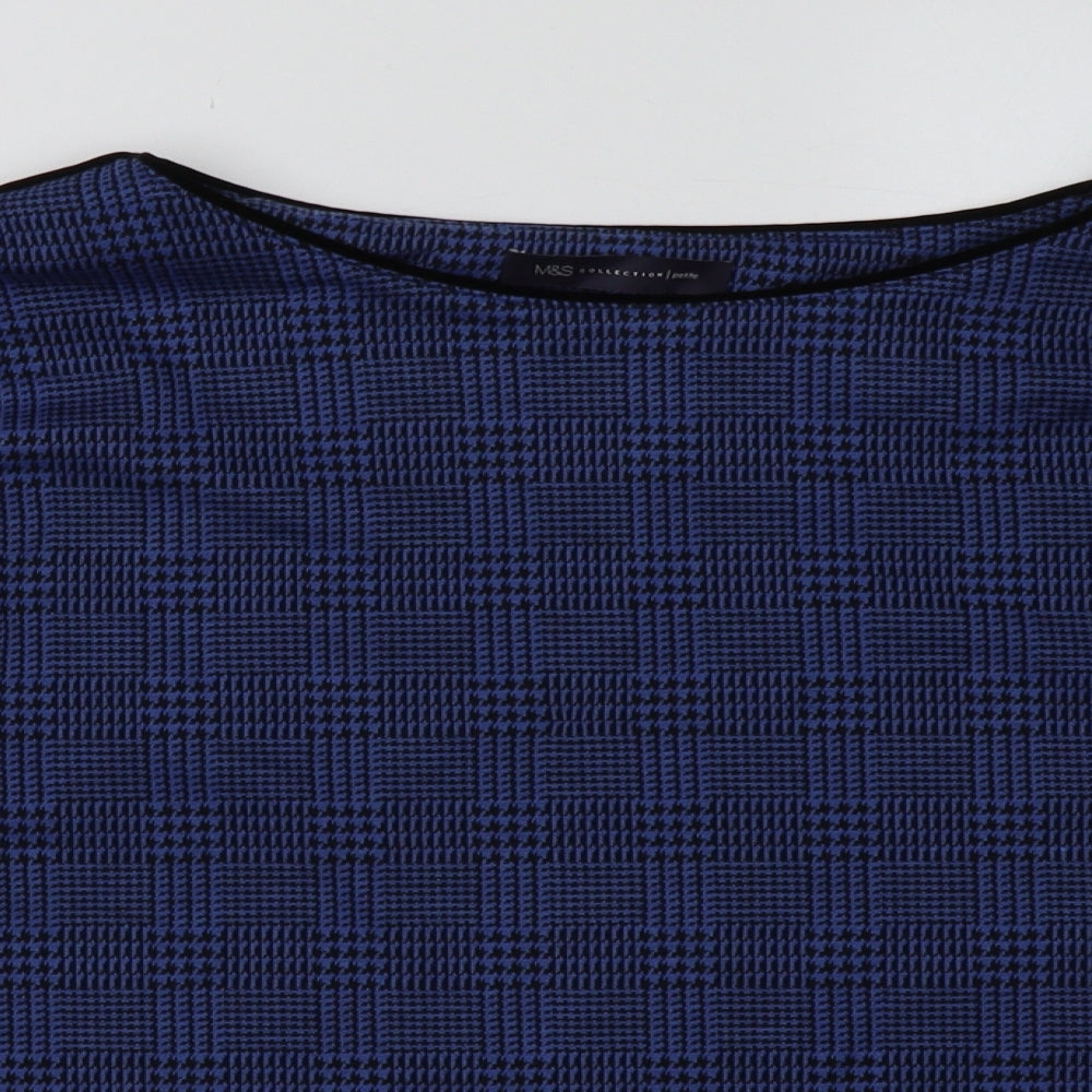 Marks and Spencer Womens Blue Check Polyester Pullover Sweatshirt Size 12  Pullover