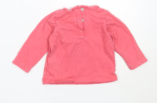 Matalan Girls Pink  Cotton Basic T-Shirt Size 3-6 Months Round Neck