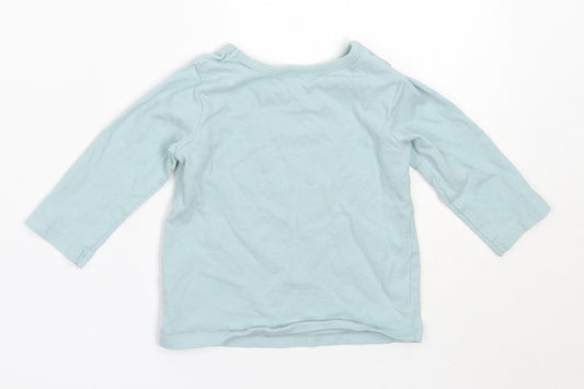 George Girls Blue  Cotton Basic T-Shirt Size 3-6 Months Round Neck