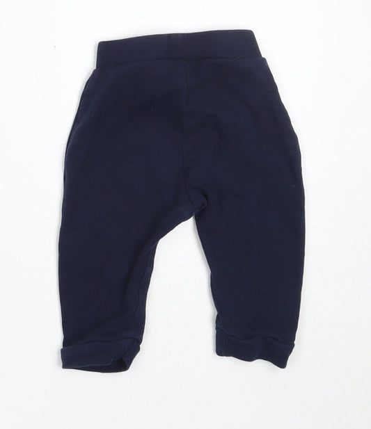 George Boys Blue  Cotton Jogger Trousers Size 3-6 Months