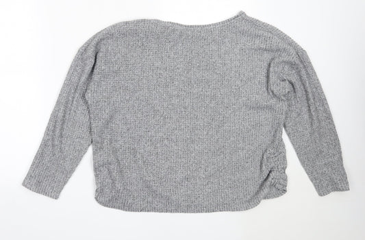 Papaya Womens Grey Round Neck  Polyester Pullover Jumper Size L