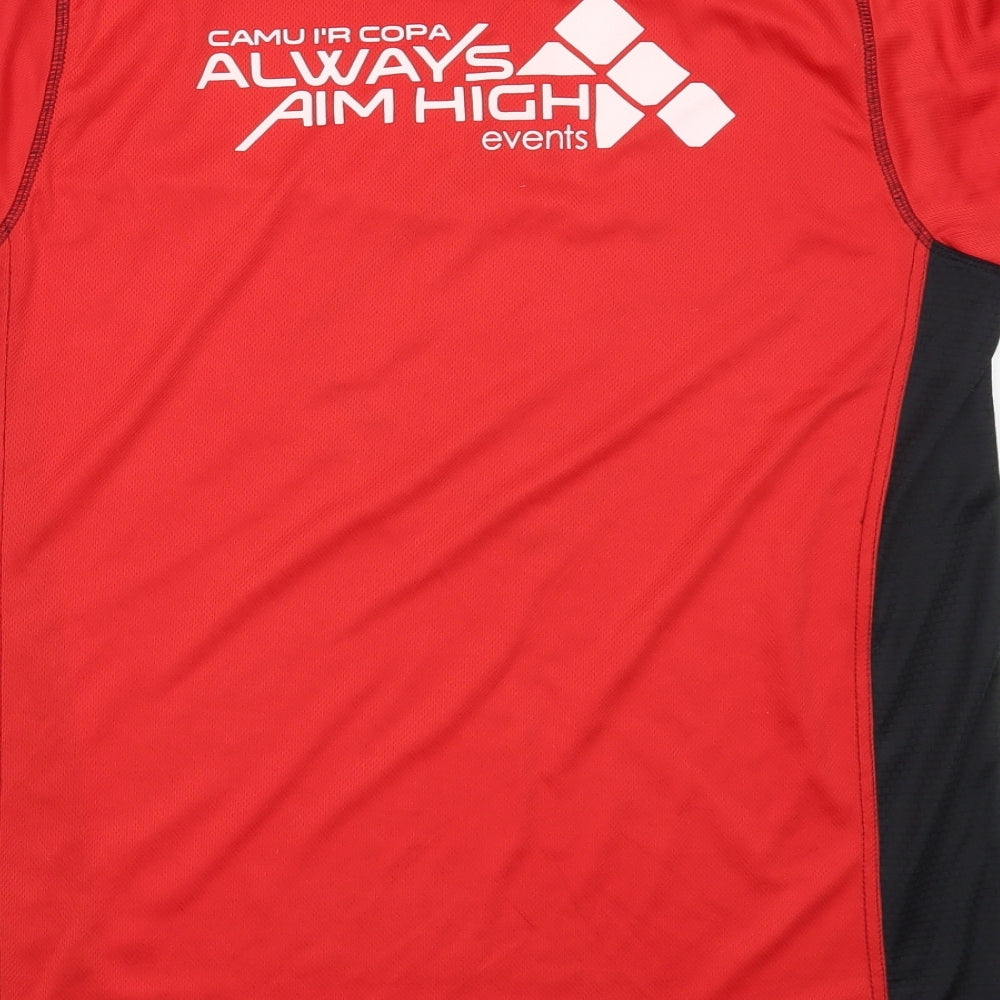 Titan Mens Red  Polyester Basic T-Shirt Size L Round Neck