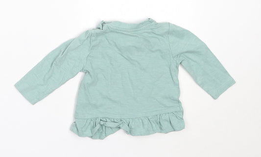 Primark Girls Blue  Cotton Basic T-Shirt Size 3-6 Months Round Neck