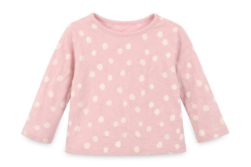 George Girls Pink Polka Dot Cotton Basic T-Shirt Size 6-9 Months Round Neck