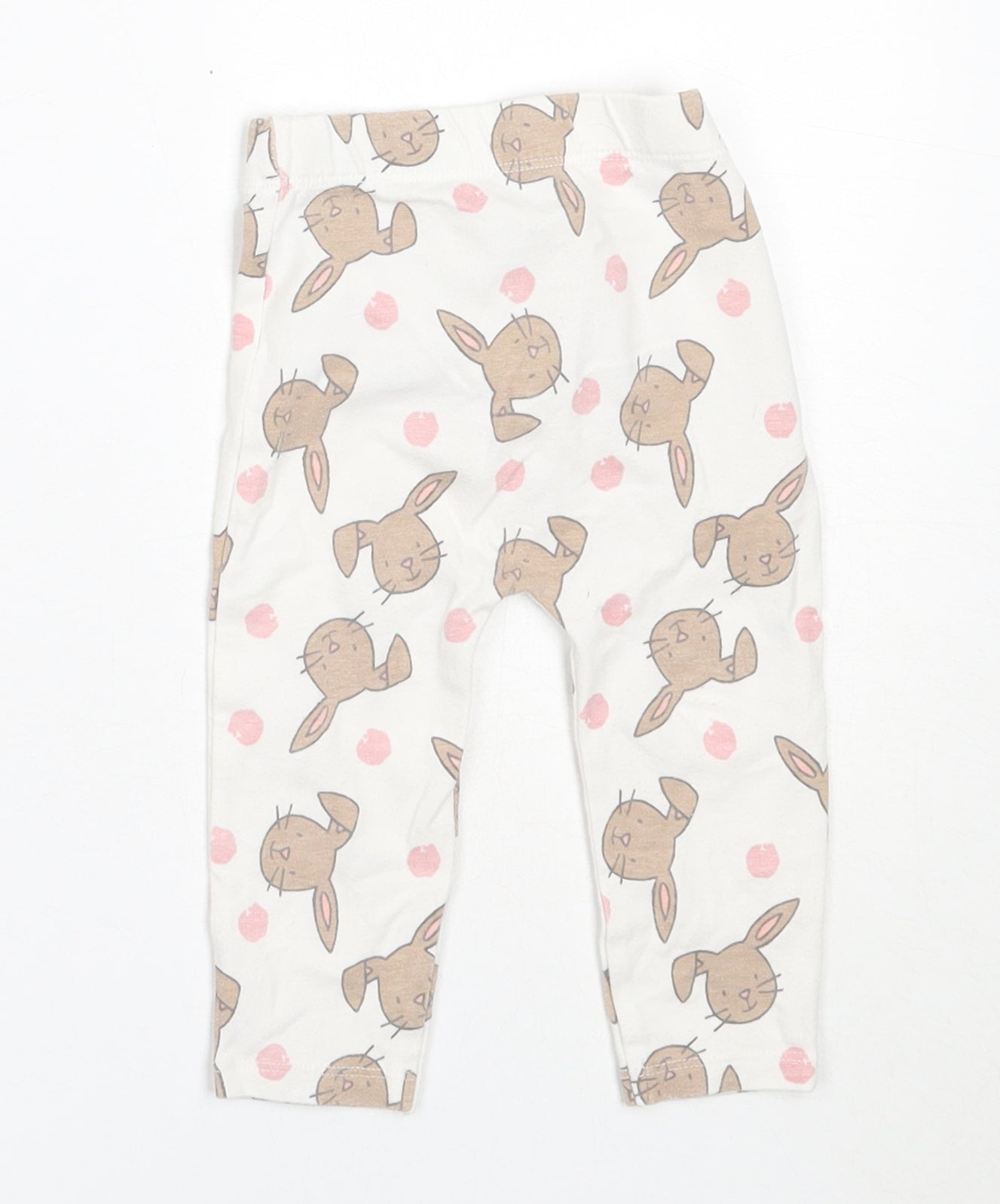 George Girls White  Cotton Capri Leggings Size 6-9 Months