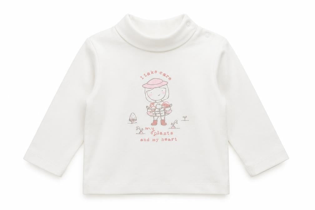 Betetto Girls White  Cotton Basic T-Shirt Size 12-18 Months High Neck