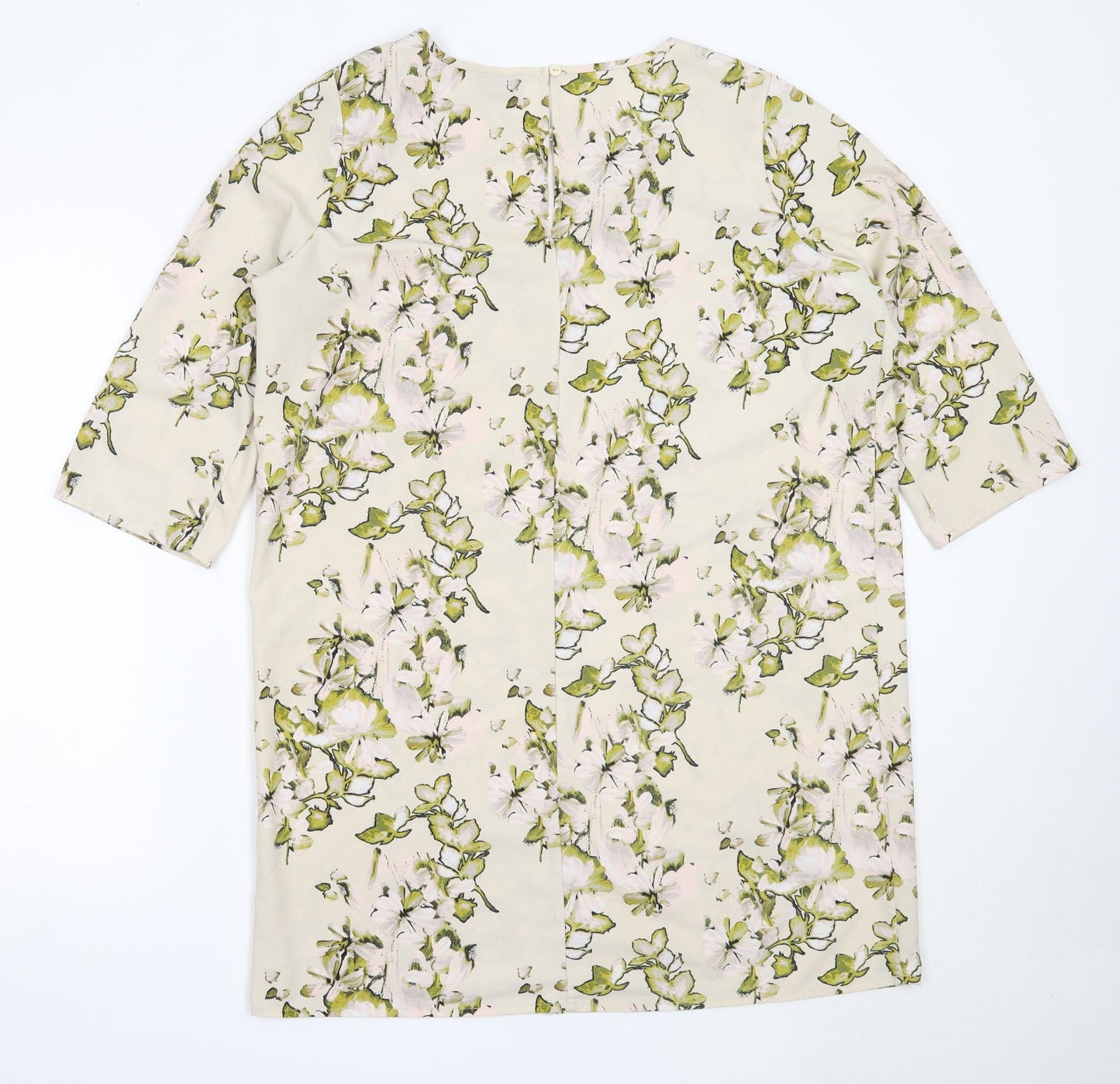 VILA Womens Ivory Floral Polyester Tunic Blouse Size M Round Neck
