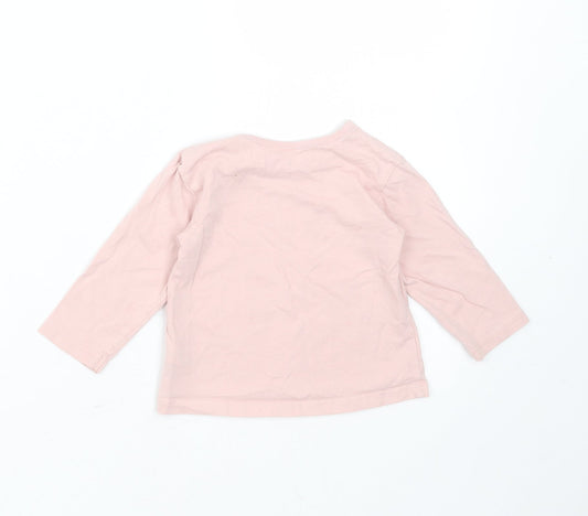 George Girls Pink  Cotton Basic T-Shirt Size 6-9 Months Round Neck  - Wide Awake