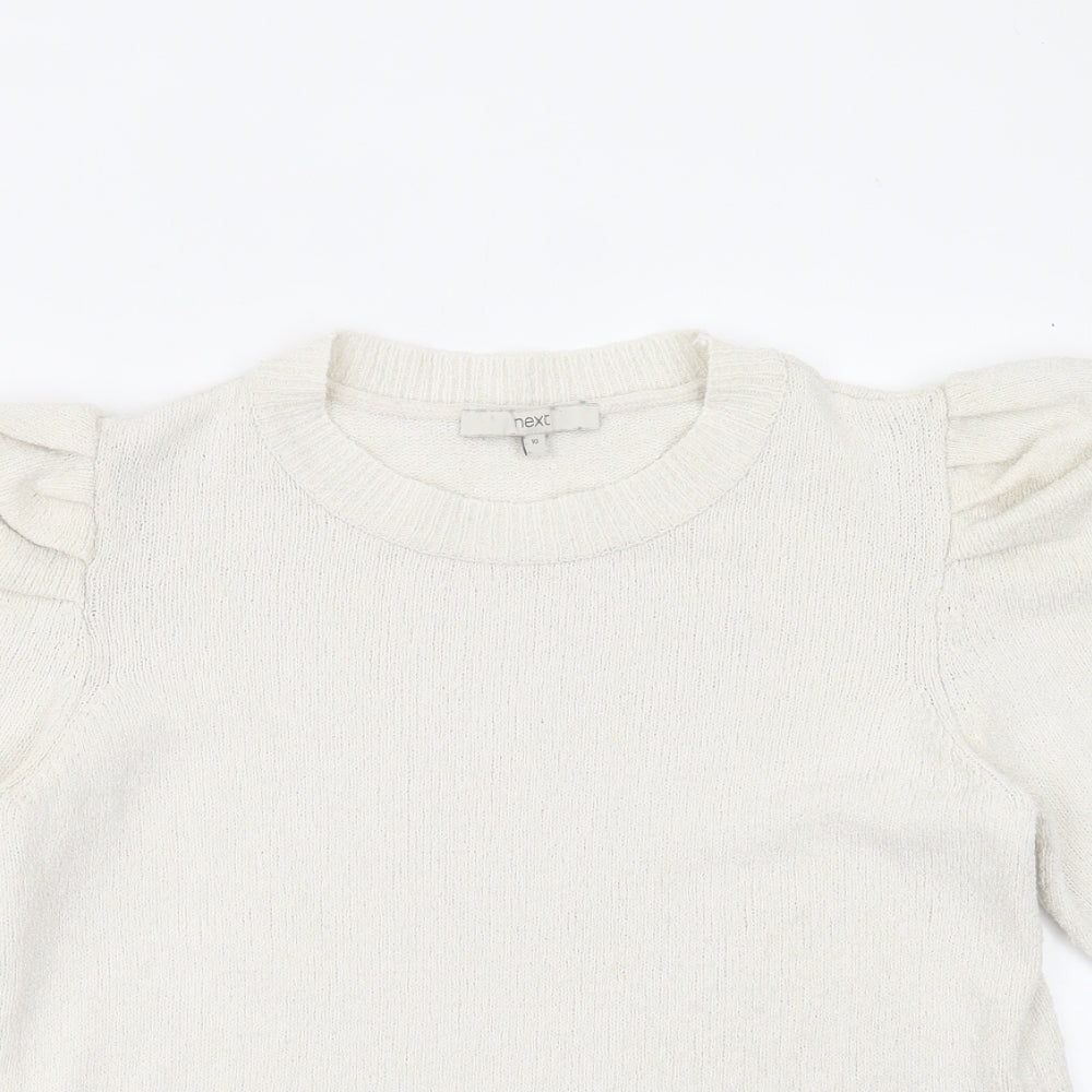 NEXT Womens Ivory Round Neck  Cotton Pullover Jumper Size 10
