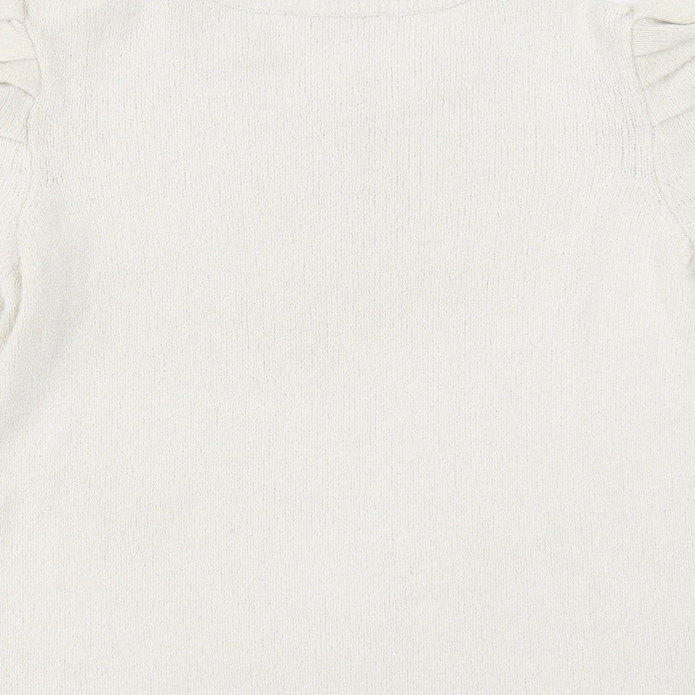 NEXT Womens Ivory Round Neck  Cotton Pullover Jumper Size 10