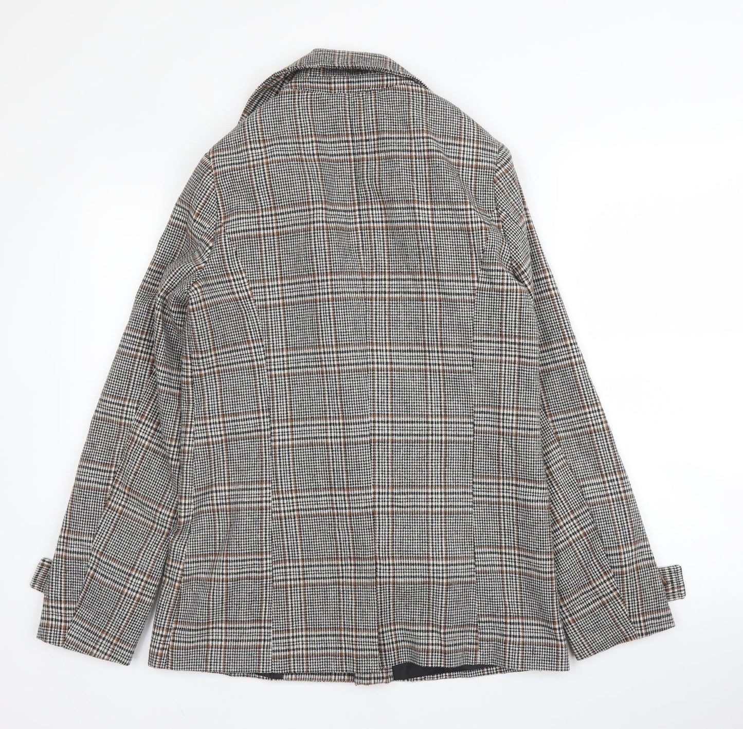 Forever21 Womens Beige Plaid  Pea Coat Blazer Size S  Button