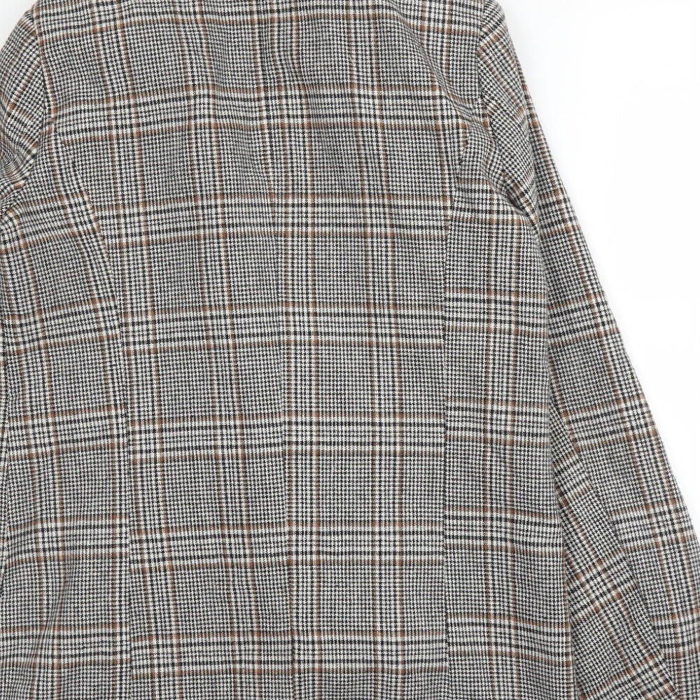 Forever21 Womens Beige Plaid  Pea Coat Blazer Size S  Button
