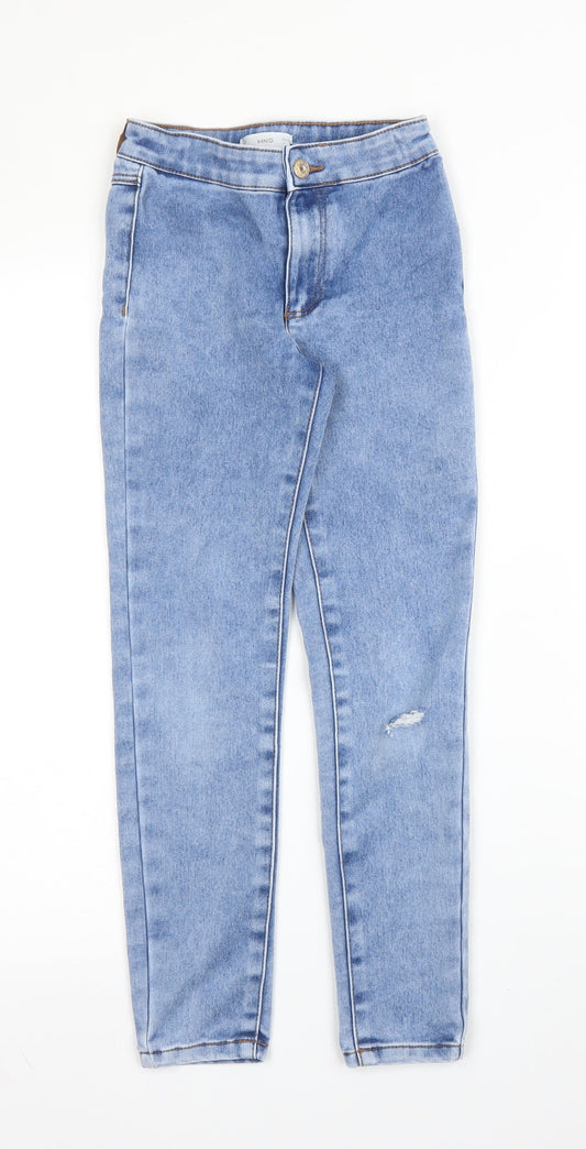 Mango Girls Blue  Cotton Skinny Jeans Size 9 Months L22 in Regular Zip