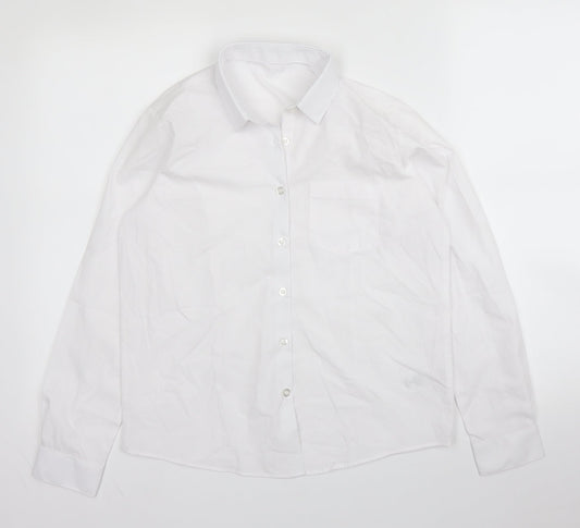 George Boys White  Cotton Basic Button-Up Size 11 Years Collared Button