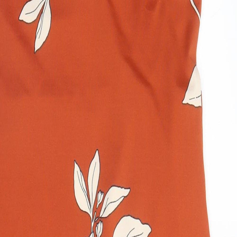 M&S Womens Orange Floral Polyester Sheath  Size 6  Round Neck