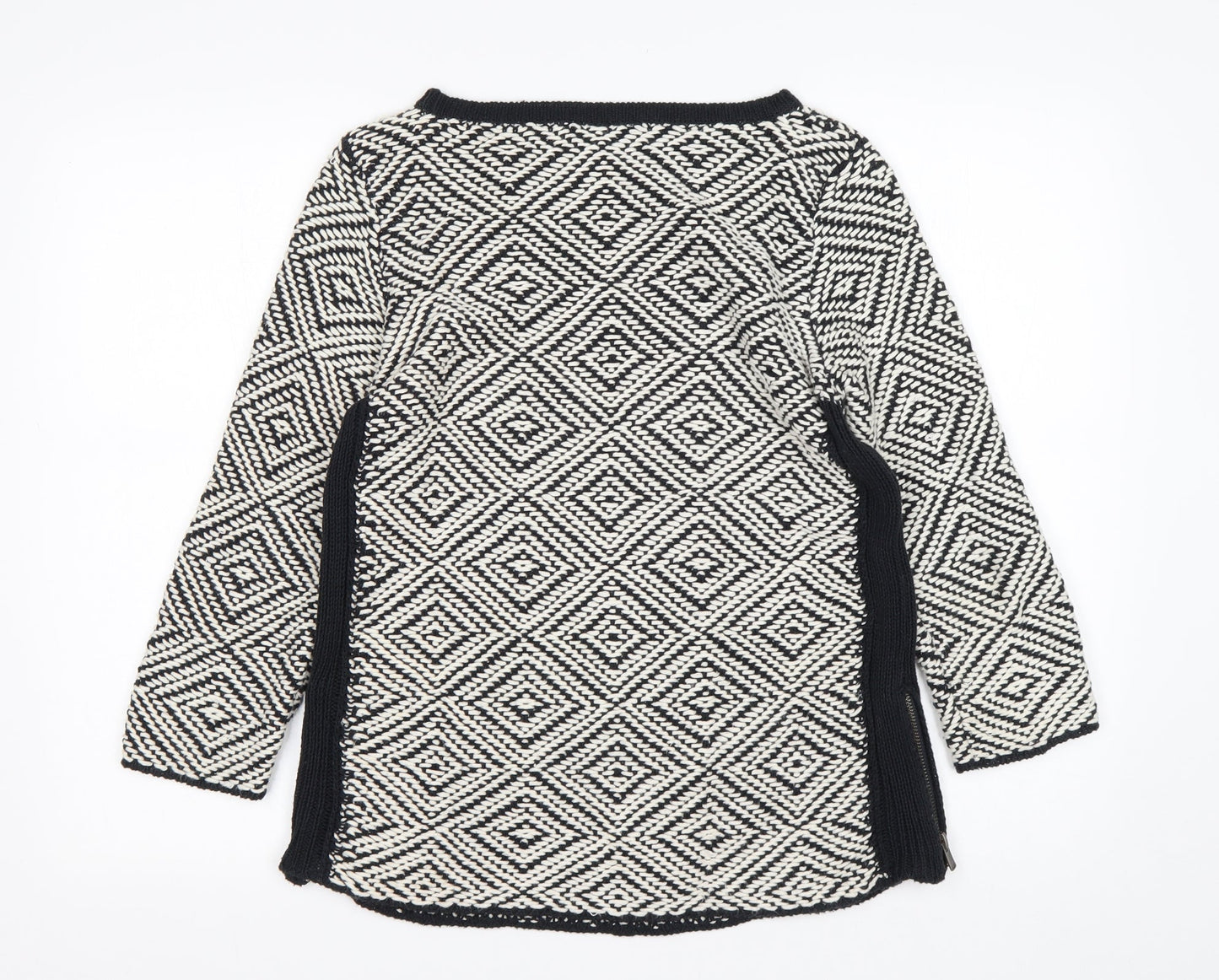 Mint Velvet  Womens Multicoloured Round Neck Argyle/Diamond Cotton Pullover Jumper Size 10