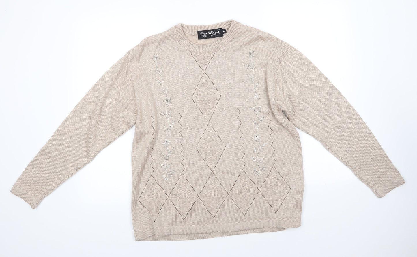 New Mood Womens Brown Round Neck  Acrylic Pullover Jumper Size M