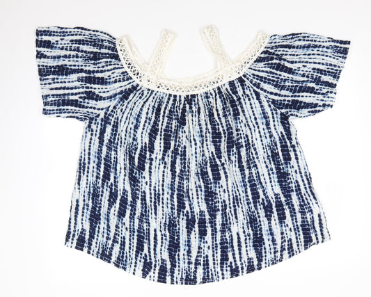 Capsule Womens Blue  Viscose Basic Blouse Size 16 Square Neck