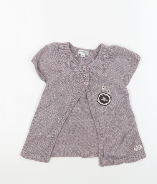 Confetti Girls Purple Round Neck  Viscose Cardigan Jumper Size 3 Years  Button