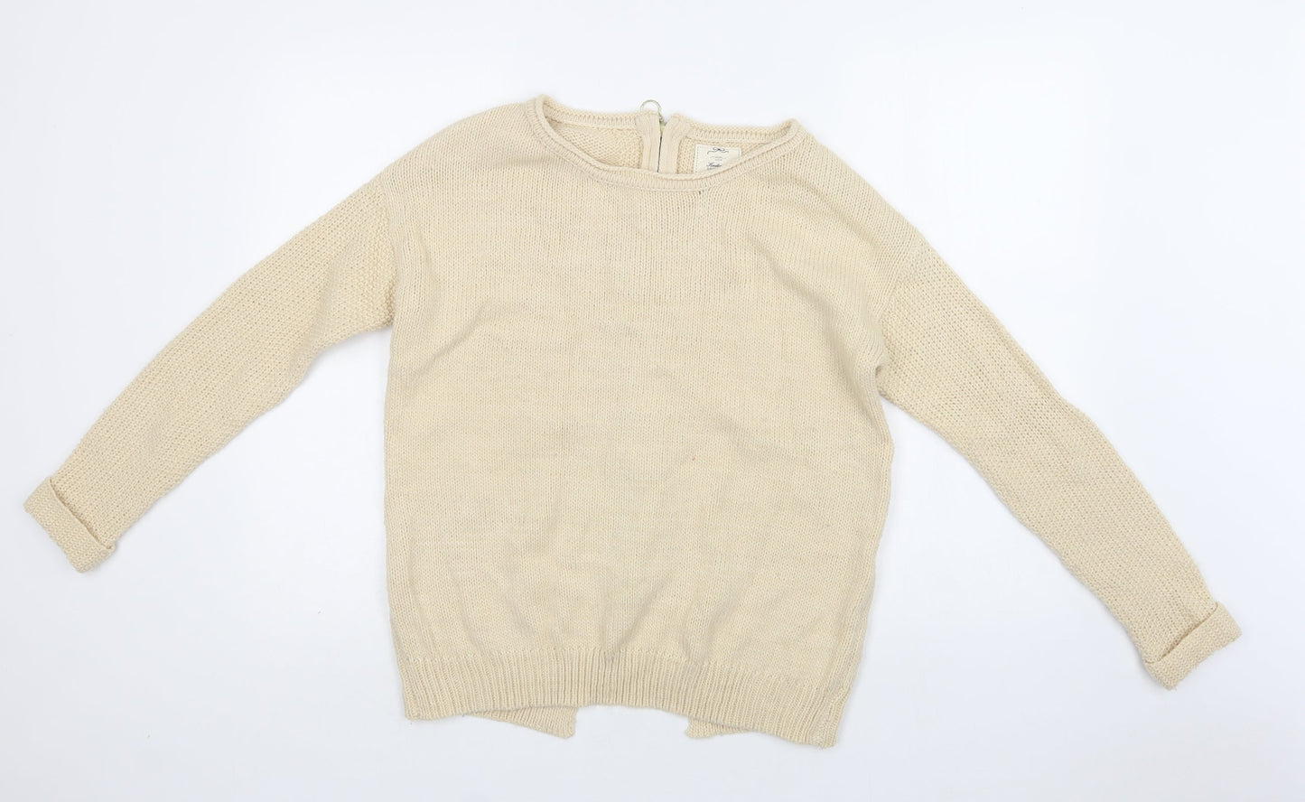 New Look Womens Ivory Round Neck  Acrylic Pullover Jumper Size S